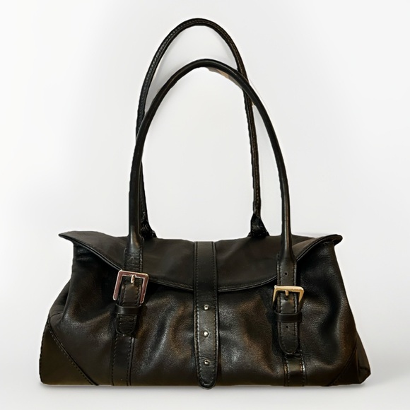 Desmo Italian Leather Satchel Style Shoulder Bag Vera Pelle Buttery Soft Black - Picture 1 of 12